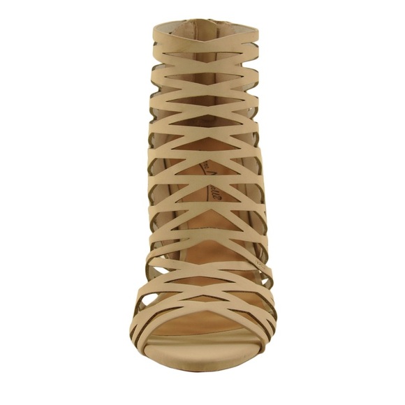 ANNE MICHELLE Women's Sugarlove Strappy Peep Toe Stiletto Heel - nude, size 6 - Picture 3 of 12